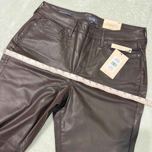 NYDJ Marilyn Straight Coffee Coated Jeans With Lift Tuck Technology 14 petite - Picture 14 of 16